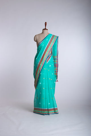 Kanchi cotton butta weaving saree with texture