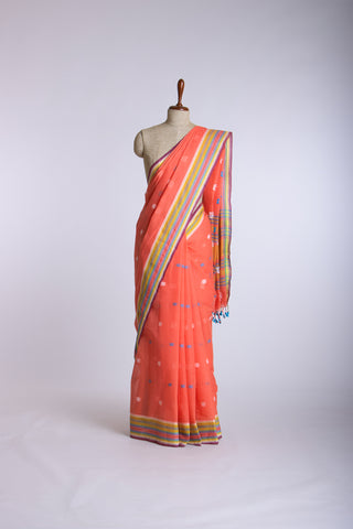 Kanchi cotton butta weaving saree with texture