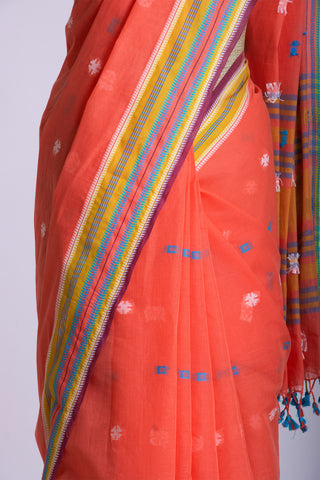 Kanchi cotton butta weaving saree with texture