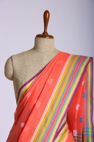 Kanchi cotton butta weaving saree with texture