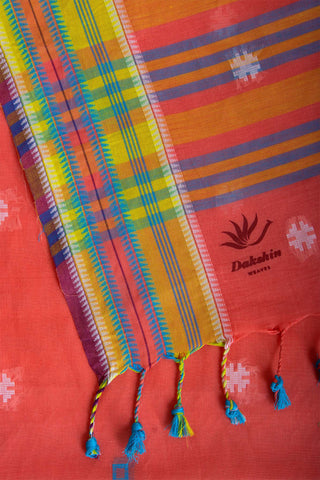 Kanchi cotton butta weaving saree with texture