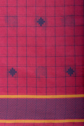 Kanchi cotton checks and butta weaving saree with texture