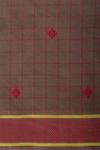 Kanchi cotton checks and butta weaving saree with texture