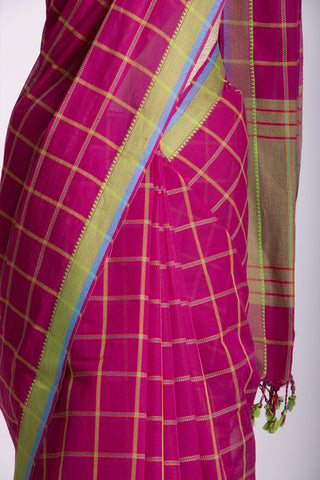 Mangalagiri Cotton Sarees With All Over Checks.