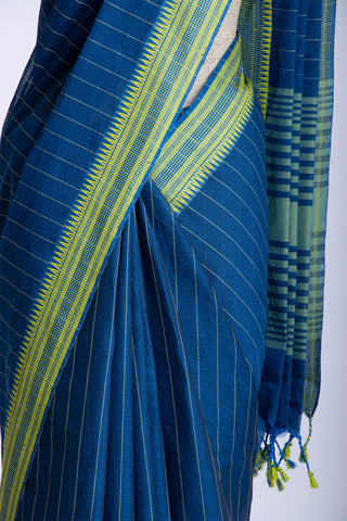 Mangalagiri cotton saree with allover stripes weaving