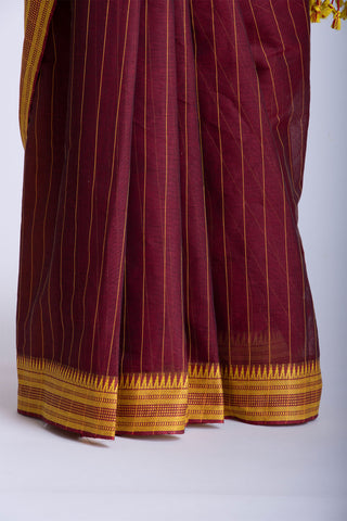 Mangalagiri cotton saree with allover stripes weaving