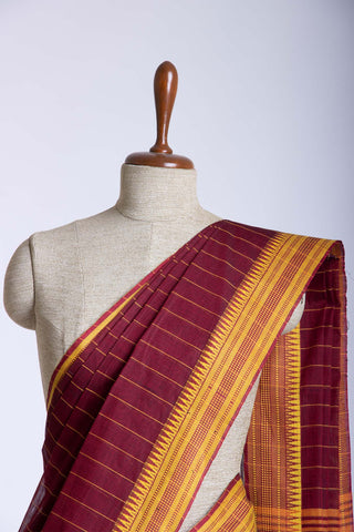 Mangalagiri cotton saree with allover stripes weaving