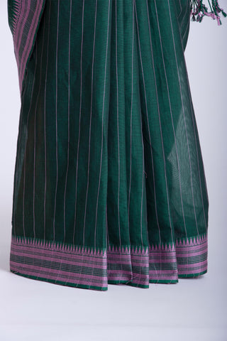 Mangalagiri cotton saree with allover stripes weaving