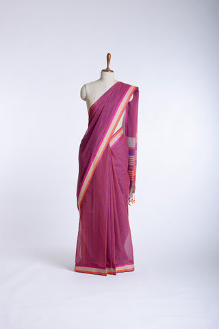 Mangalagiri cotton saree with stripes weaving