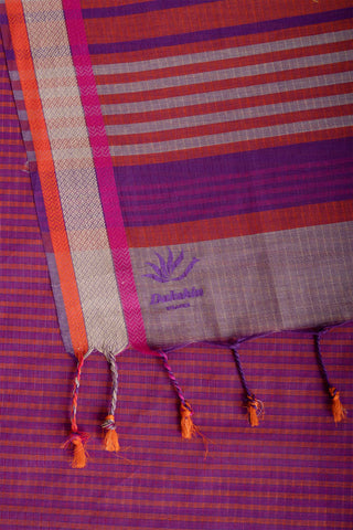 Mangalagiri cotton saree with stripes weaving