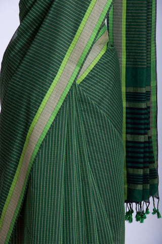 Mangalagiri cotton saree with stripes weaving