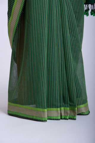 Mangalagiri cotton saree with stripes weaving