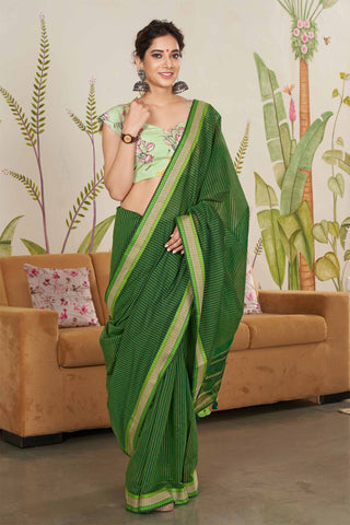 Mangalagiri cotton saree with stripes weaving