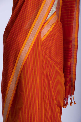 Mangalagiri cotton saree with stripes weaving