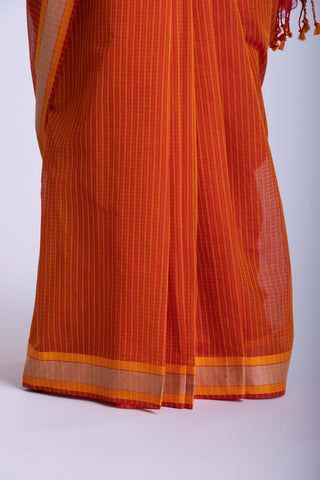 Mangalagiri cotton saree with stripes weaving