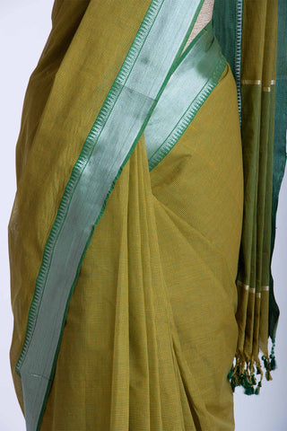 Mangalagiri cotton saree with silver jari border