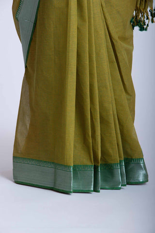 Mangalagiri cotton saree with silver jari border