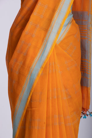 Mangalagiri cotton saree with allover box patti design