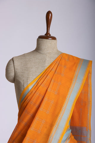 Mangalagiri cotton saree with allover box patti design