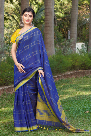 Mangalagiri cotton saree with allover box patti design