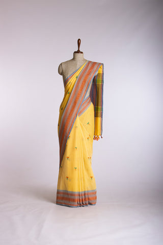 Uppada Cotton Saree With Flower Butta Weaving