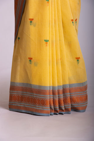 Uppada Cotton Saree With Flower Butta Weaving