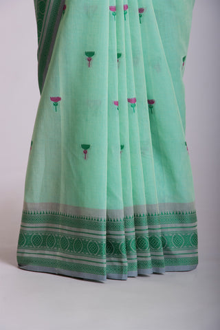 Uppada Cotton Saree With Flower Butta Weaving