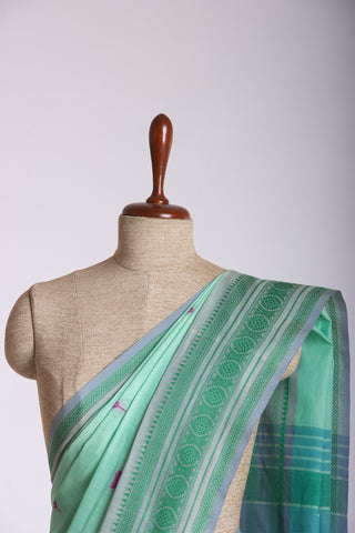 Uppada Cotton Saree With Flower Butta Weaving