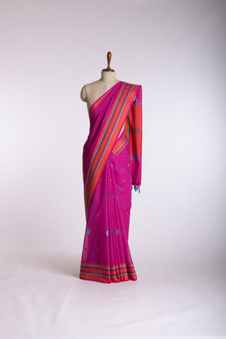 Pink Color Uppada Cotton Butta Weaving Saree