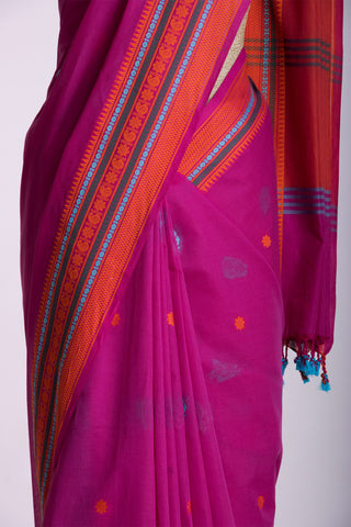 Pink Color Uppada Cotton Butta Weaving Saree