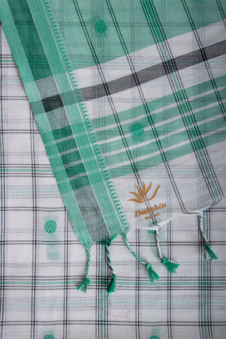 Venkatagiri cotton saree with allover checks and rudrakha butties