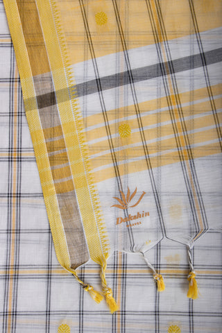 Venkatagiri cotton saree with allover checks and rudrakha butties