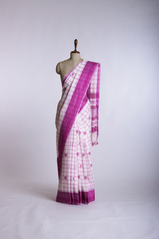 Venkatagiri cotton saree with allover checks and butties