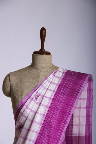 Venkatagiri cotton saree with allover checks and butties