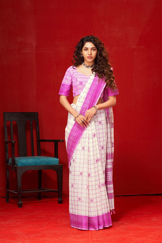 Venkatagiri cotton saree with allover checks and butties