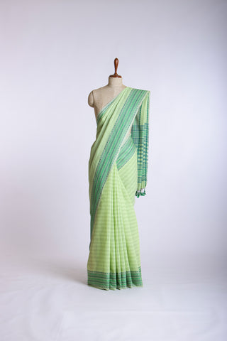 Venkatagiri cotton saree with allover stripes weaving