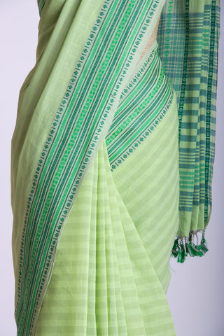 Venkatagiri cotton saree with allover stripes weaving