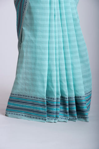 Venkatagiri cotton saree with allover stripes weaving