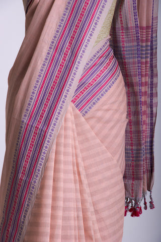 Venkatagiri cotton saree with allover stripes weaving