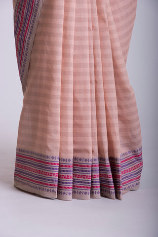 Venkatagiri cotton saree with allover stripes weaving