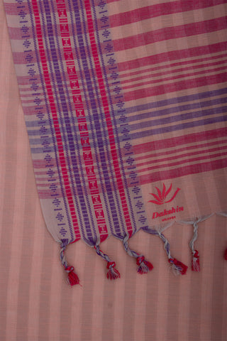 Venkatagiri cotton saree with allover stripes weaving