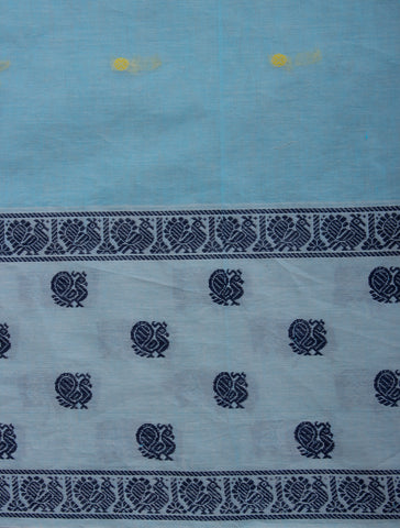 Sky Blue Venkatagiri Cotton Big Border with Butta Motif Weaving Saree