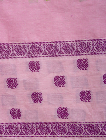 Sky Blue Venkatagiri Cotton Big Border with Butta Motif Weaving Saree