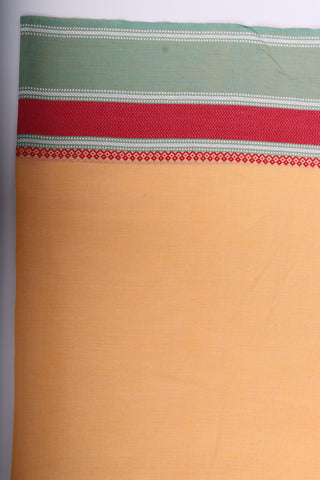 Chettinadu cotton saree in golden Yellow with floral print in the body.