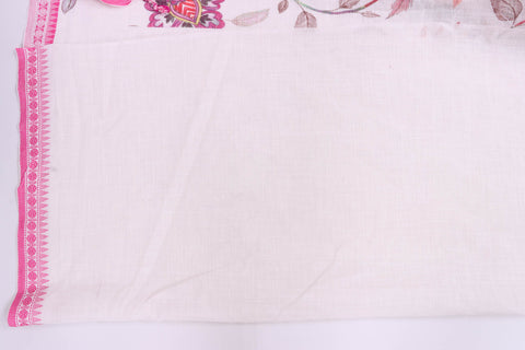 Alikam Khadi-Cotton saree in Off-White and handprint with floral jaal pattern