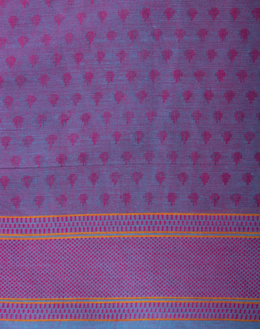 Tomato Pink Embose cotton saree with self weave