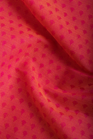 Tomato Pink Embose cotton saree with self weave