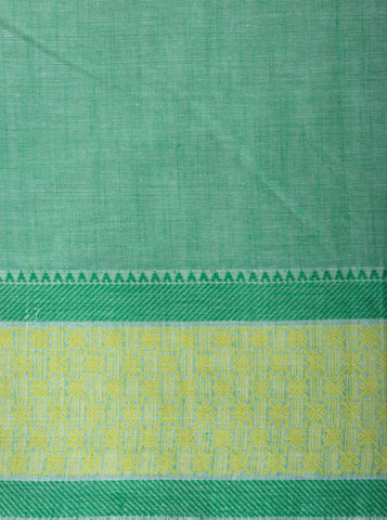 Venkatagiri Cotton saree in Neem Green with Floral hand embroidery