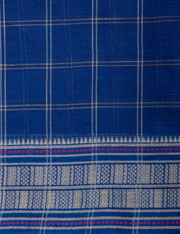 Venkatagiri Cotton saree in Rani pink with woven checks