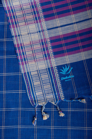 Venkatagiri Cotton saree in Rani pink with woven checks